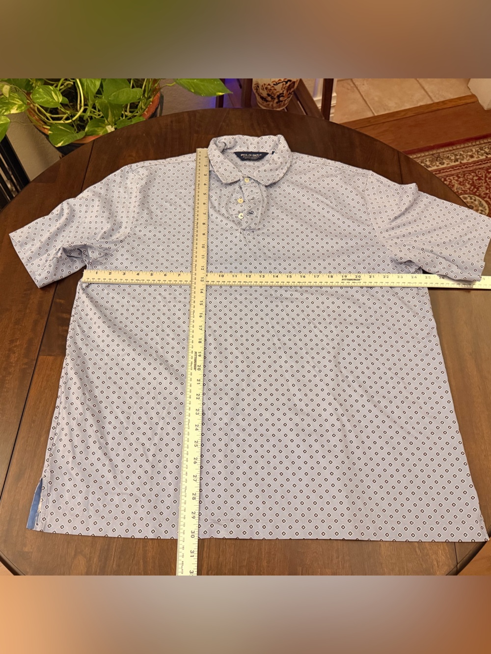 Ralph Lauren White Pajama Top with Navy Diamond Print